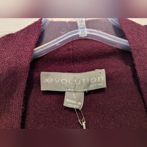 NWT Evolution Myna Button Sleeve open front ribbed Cardigan sweater purple sz S - Picture 6 of 8